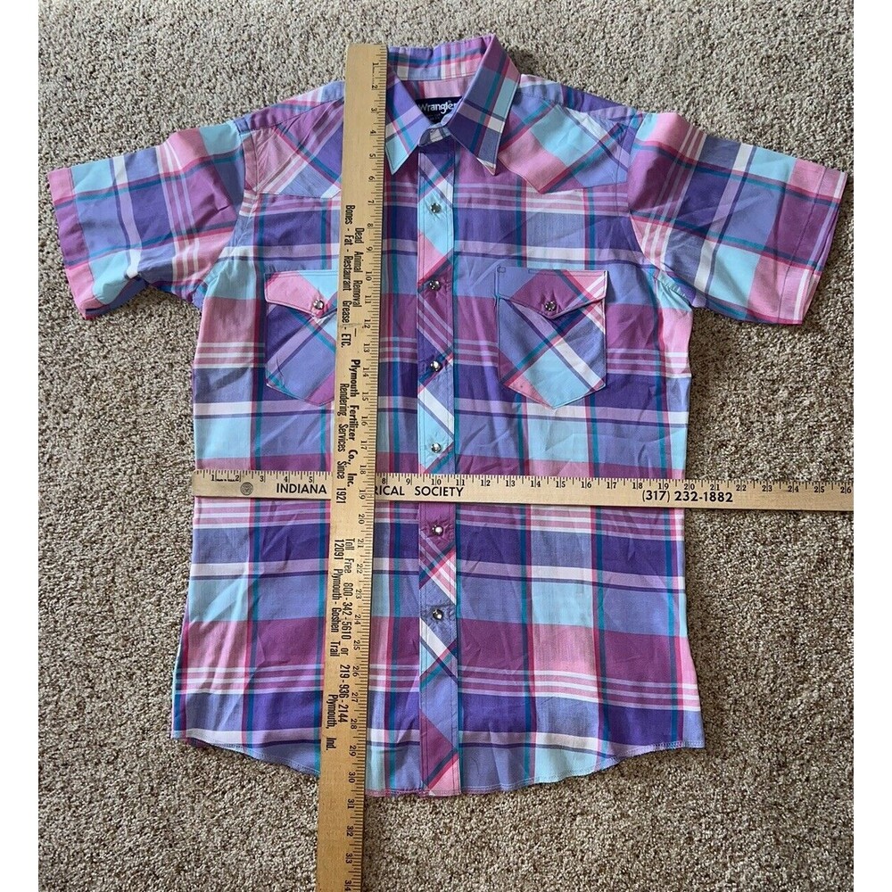vintage wrangler shirt x-long tails Cowboy cut 15 1/2 made in USA  unisex